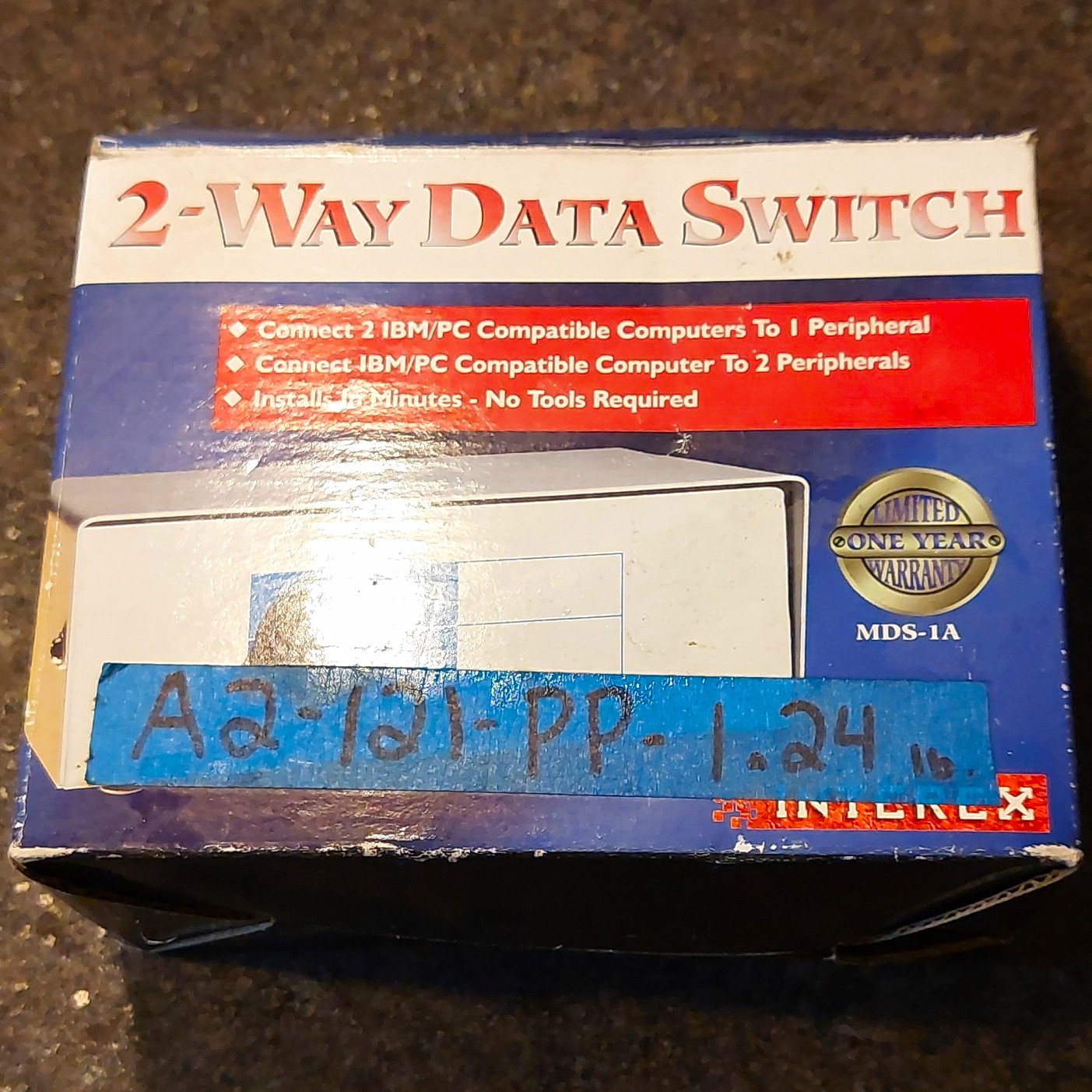 Interex MDS-1A 2-Way DB25 Data Switch 1:2 A/B for IBM PC Beige