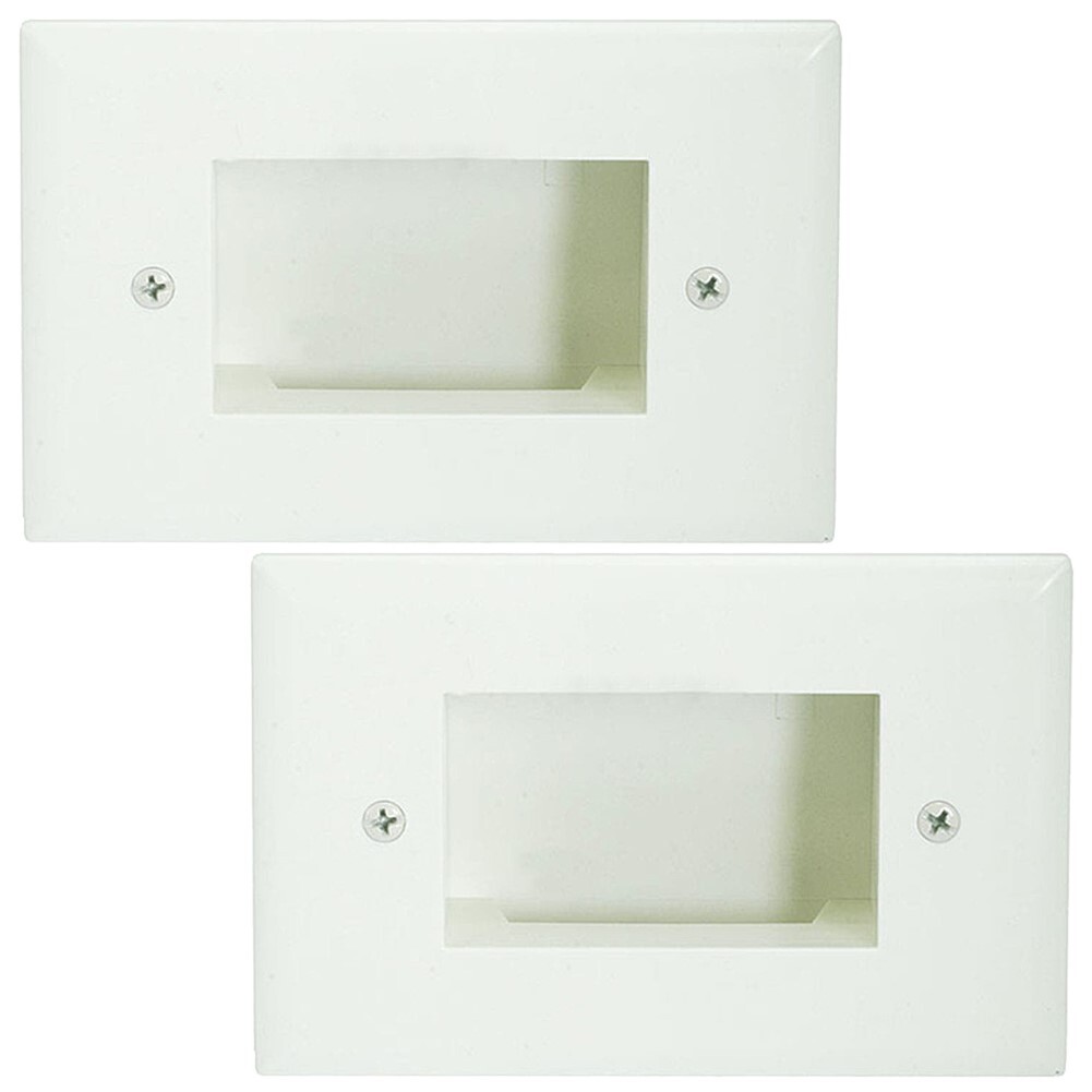 2x Recessed Wall Plate Low Voltage AV Cables Pass Through EZ Mount Slim Almond