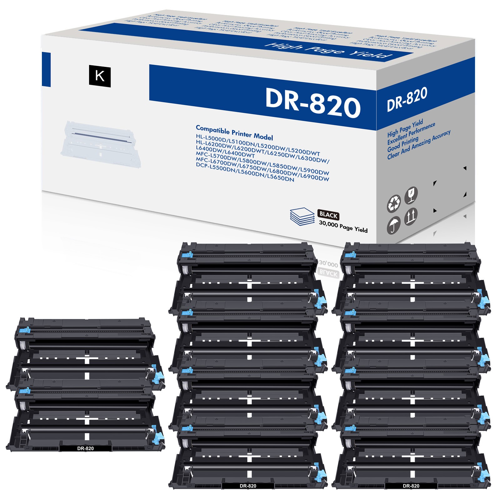 10PK DR820 DR850 Compatible with Brother TN850 DCP-L5500DN HL-L5000D MFC-L5700DW
