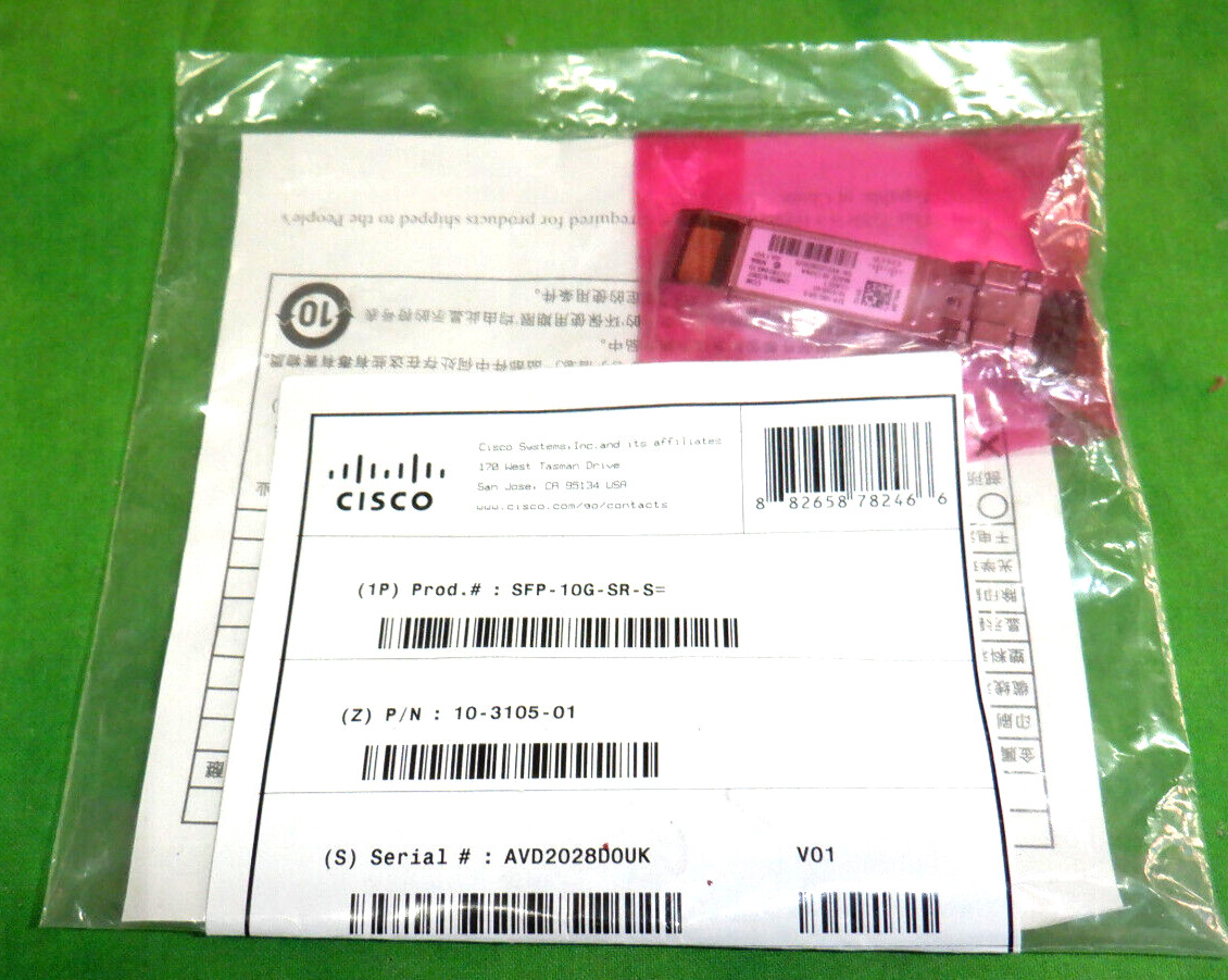Cisco SFP-10G-SR-S SFP+ MMF Transceiver Module  10-3105-01    NEW