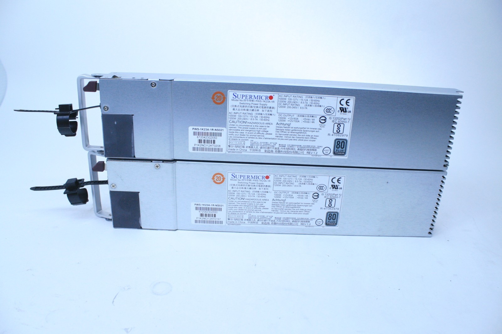 LOT OF 2 SUPERMICRO PWS-1K23A-1R REDUNDANT POWER SUPPLIES, 1200W           T7-B2