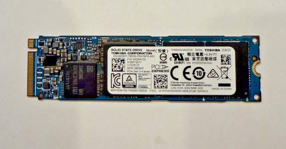 Toshiba THNSN5256GPUK 256GB M.2 2280 NVMe PCIe SSD Dell 0805HT