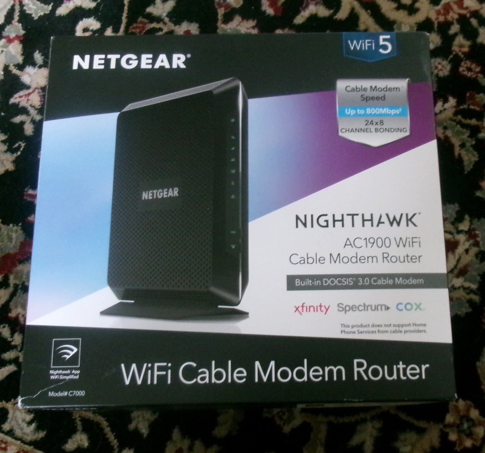 NETGEAR C7000-100NAS Nighthawk AC1900 WiFi Cable Modem Router WiFi 5