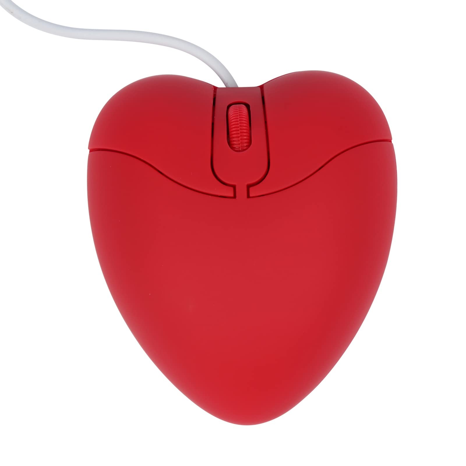 Wired Mouse Heart Shape Corded 3Button 1200DPI Optical USB 3.9FT Cord Red