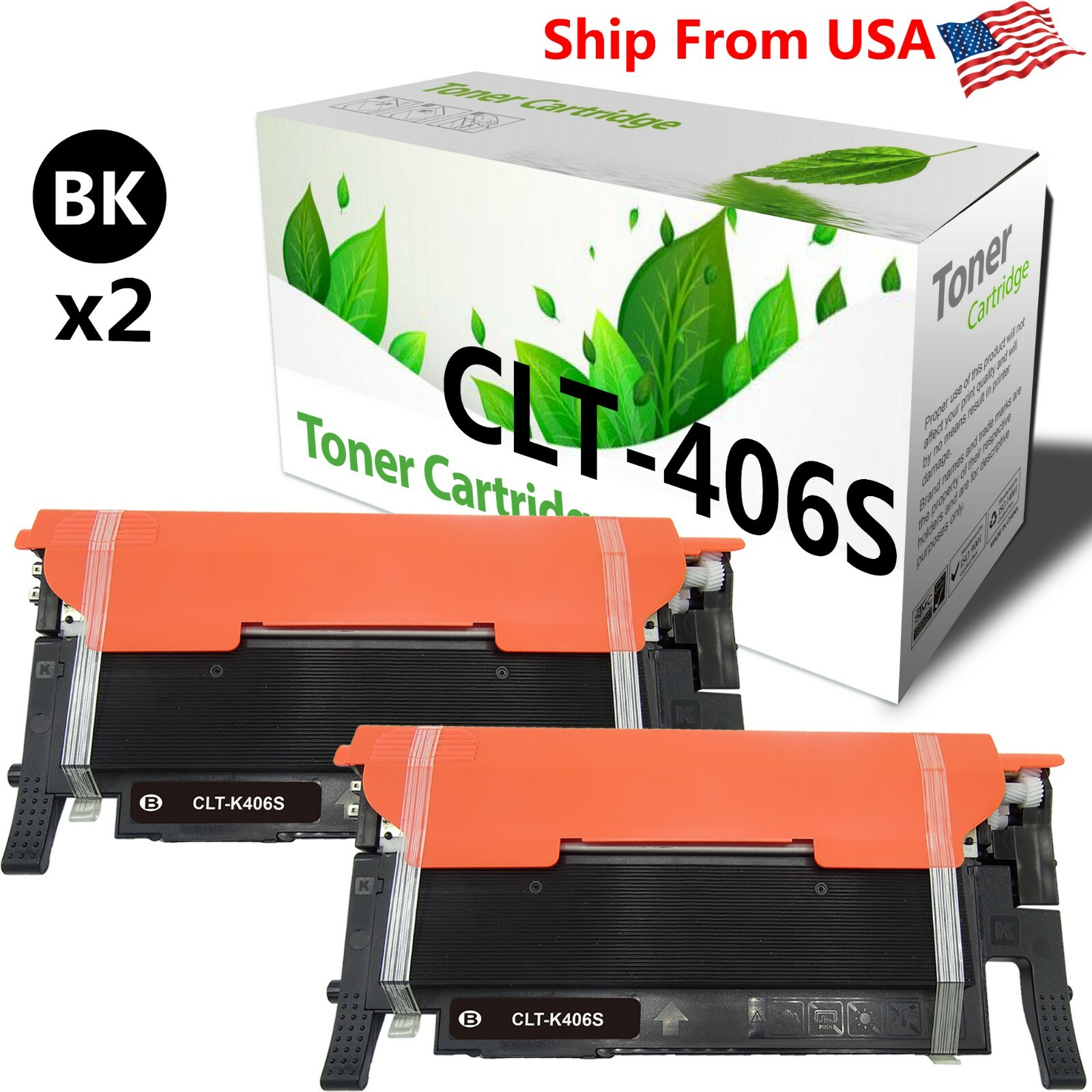 2PK CLT406S CLT 406S CLT-406S Toner Cartridge for Samsung CLX-3305FN 3306 3306W