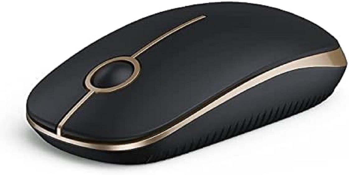VssoPlor Wireless Mouse, 2.4G Slim Computer Laptop Mouse, Black and Gold