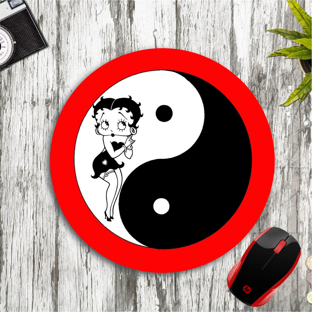 BETTY BOOP YIN YANG 8" ROUND CUSTOM PC MOUSE PAD DESK MAT SCHOOL WORK GIFT