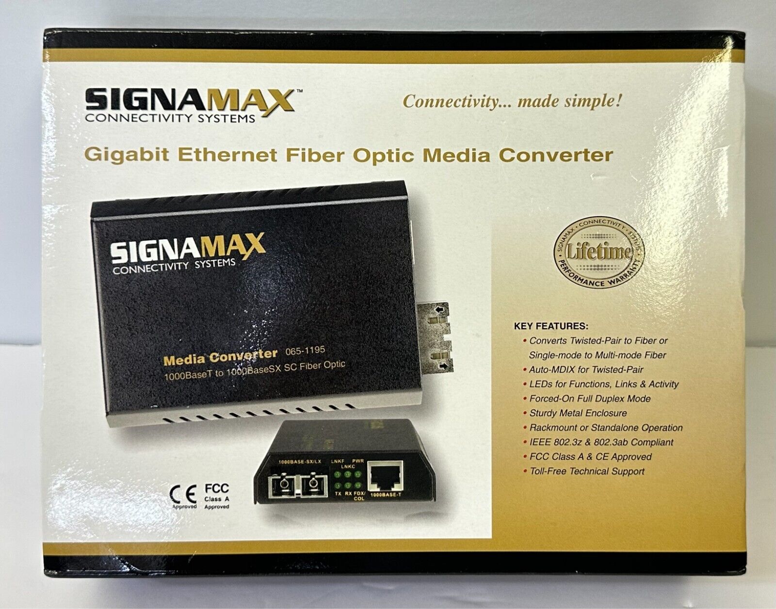 SIGNAMAX 065-1197 1000BaseT to 1000BaseLX Converter SC 10KM Span