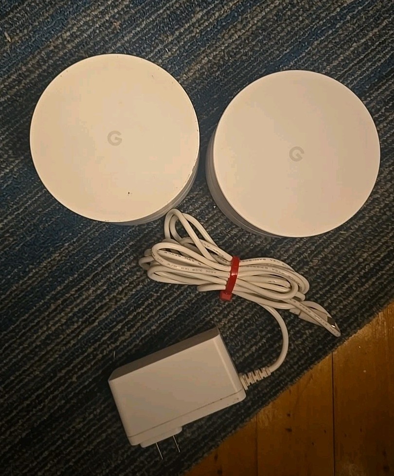 2 X Google Wifi Model AC-1304 Whole Home Mesh WiFi AP System W/ 1 Power Cord