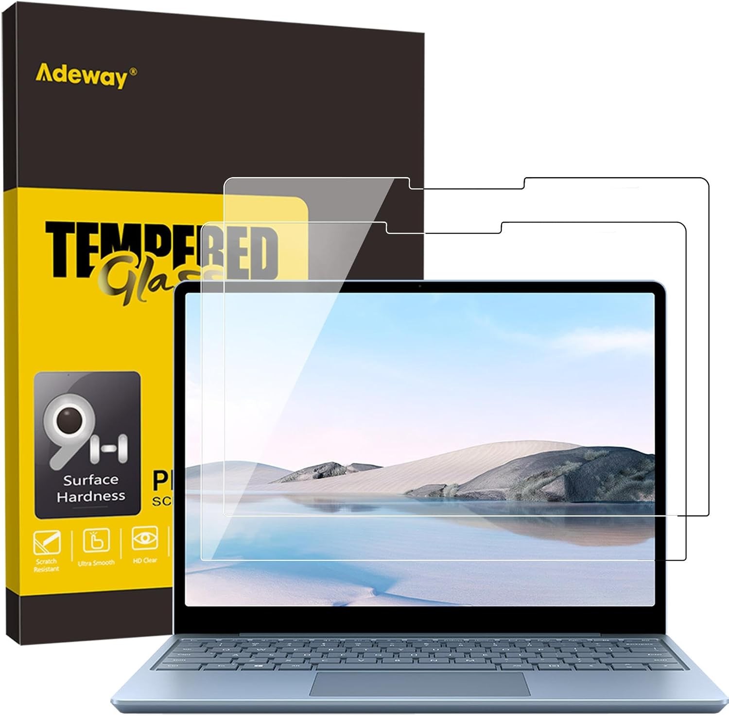 2 Pack Tempered Glass Screen Protectors for 12.4" Surface Laptop Go 2, 9H Hardne