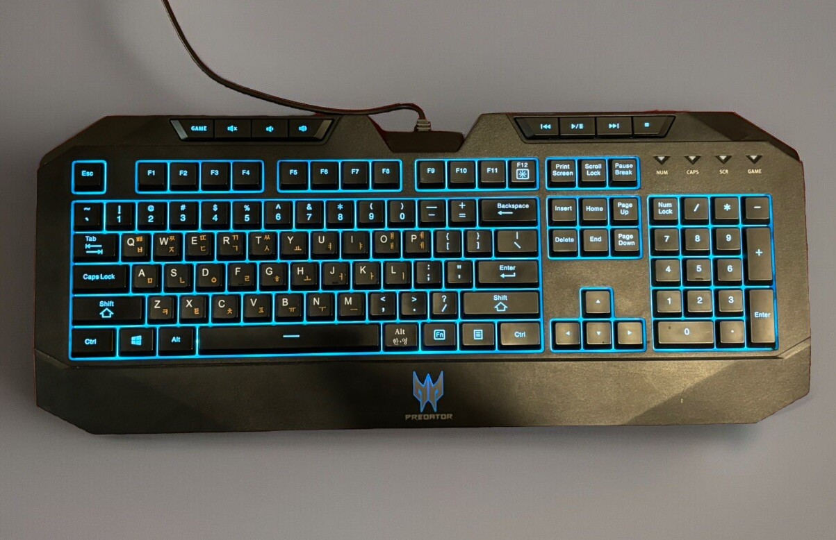 ACER Predator Gaming Wired Keyboard Model SK-9627 Black With Blue Illumination