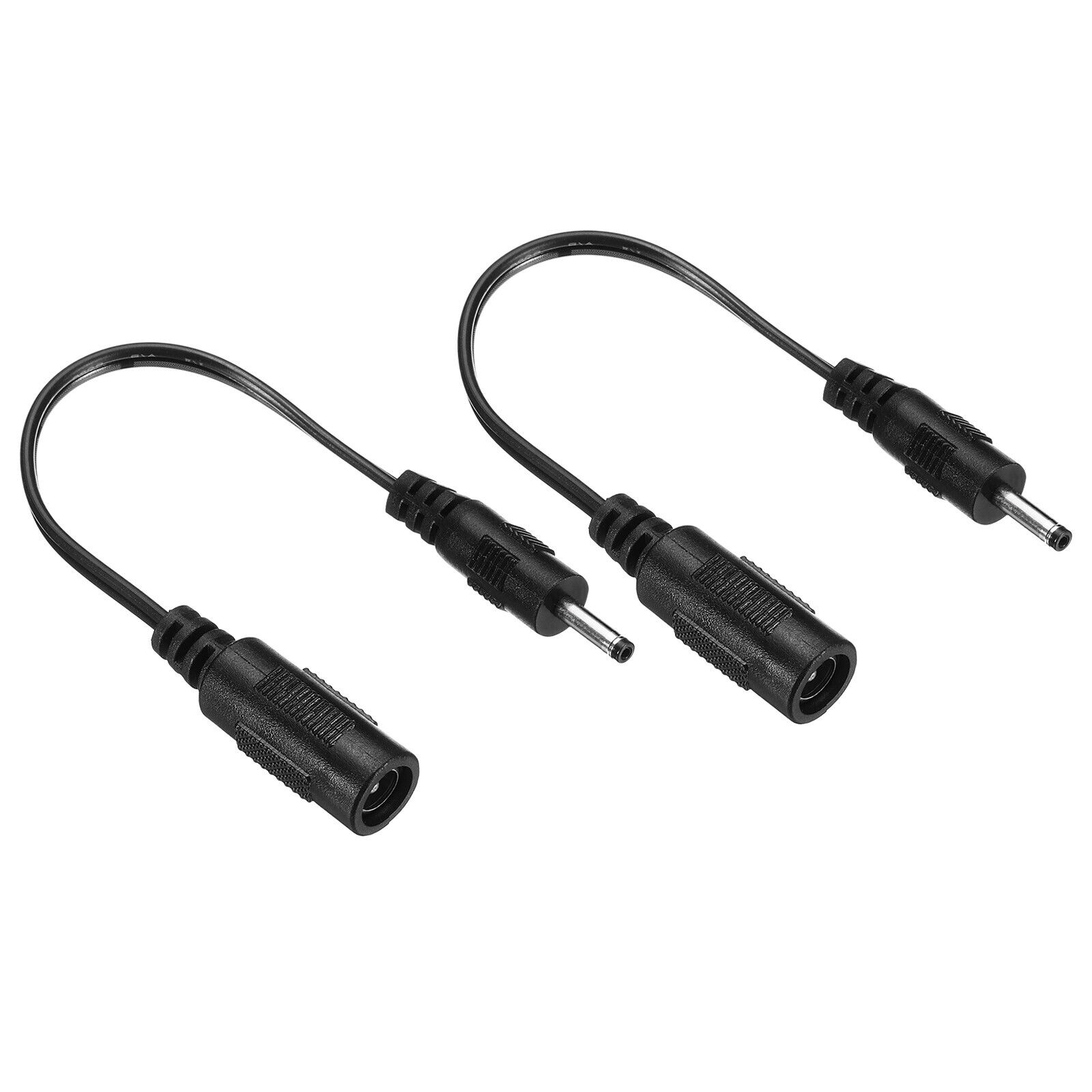 2Pcs DC 5.5x2.1mm Female to 3x1.1mm Male Extension Cable Adapter Cord Black