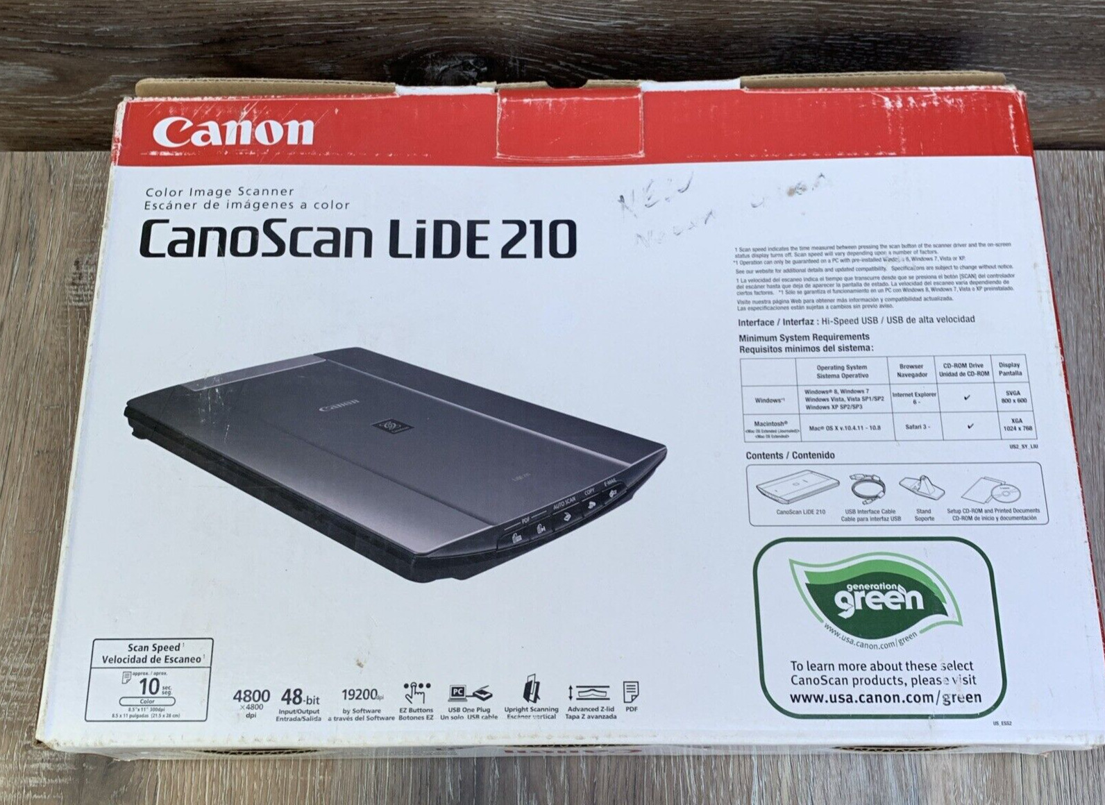 New Canon CanoScan LiDE210 Flatbed Scanner USB Color Image Software CD not inclu