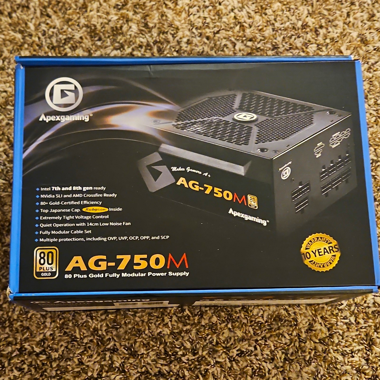 Apexgaming AG-750M 750W 80 Plus Gold Fully Modular ATX PSU w/ SATA PCIe