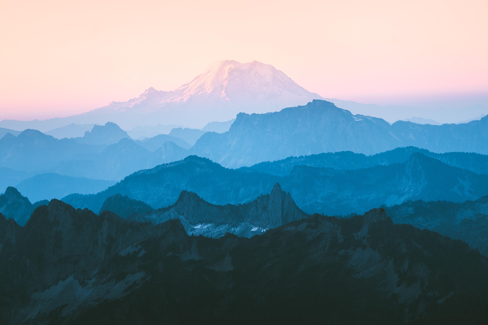 Landscape mountains nature dark sky blue Custom Gaming Mat Desk