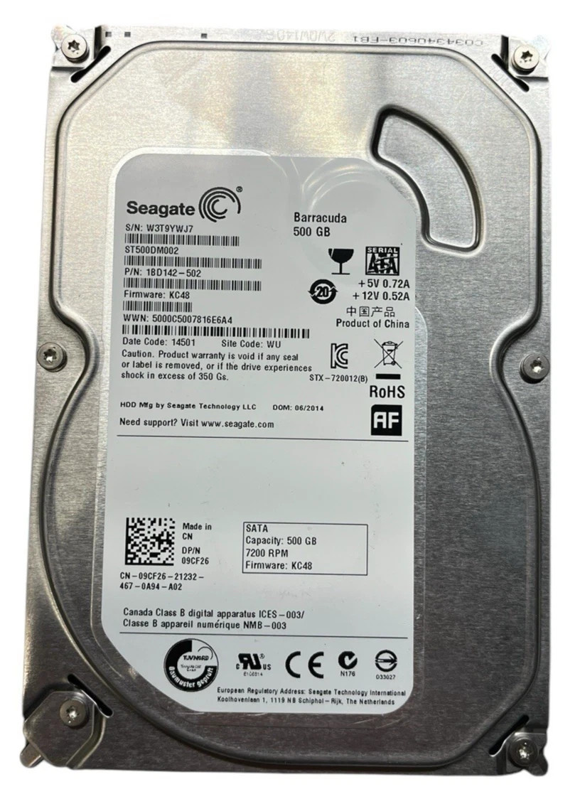 Seagate Barracuda SATA Hard Drive 500GB 7200RPM 3.5 ST3500418AS 1BD142-502