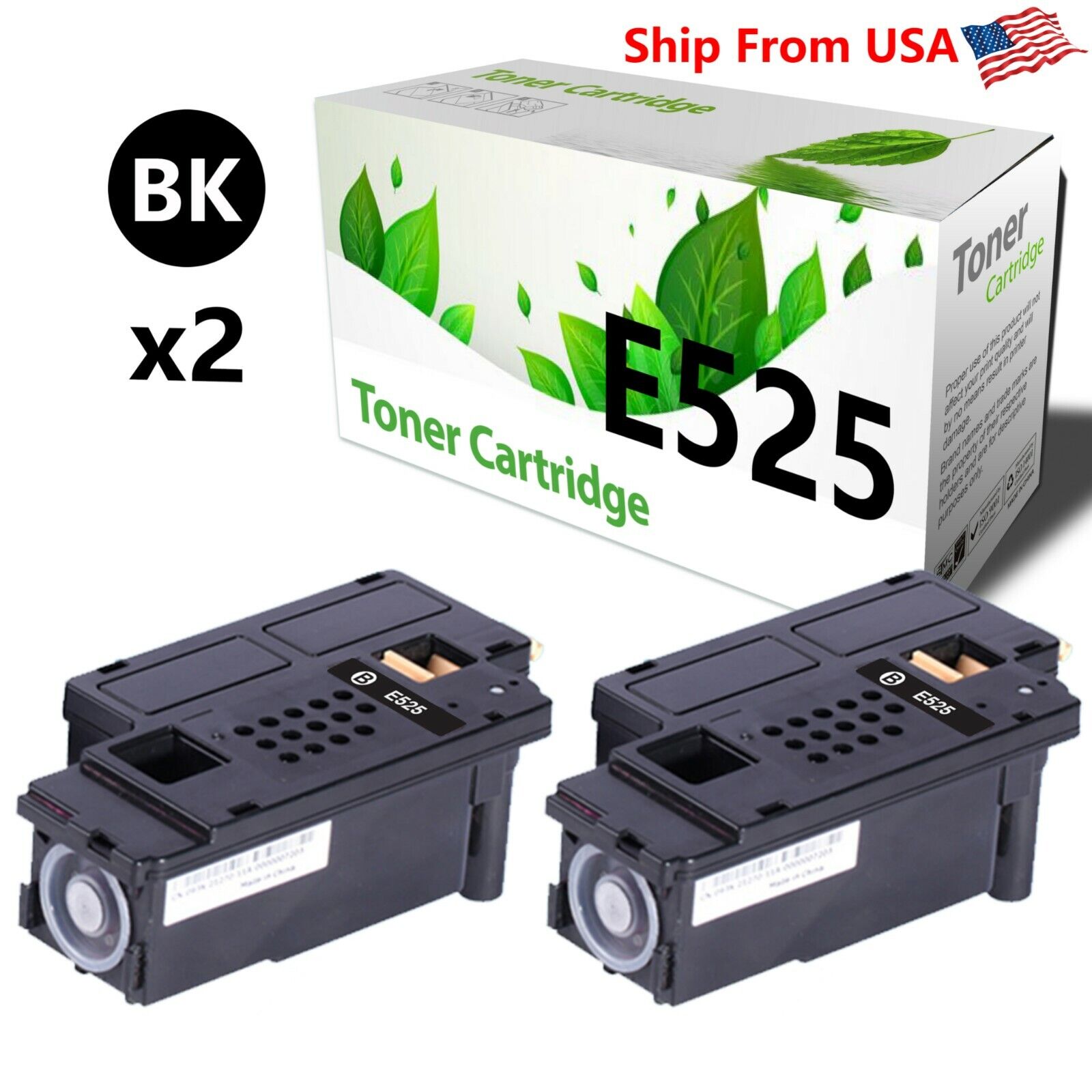 2PK Compatible E525 Toner Cartridge used for Dell E525W Printer