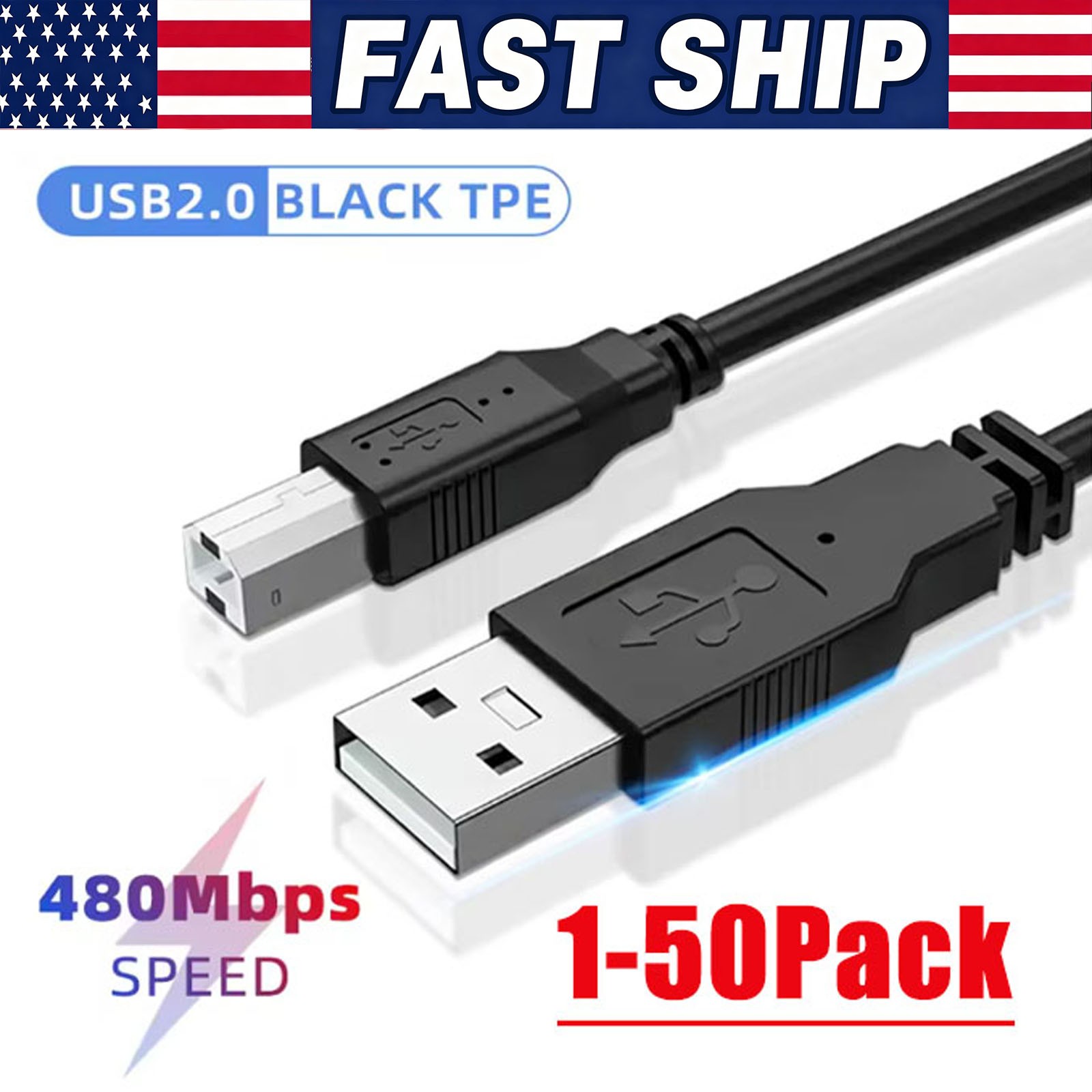 5FT USB 2.0 A TO B High Speed Printer Scanner Premium Cable Cord US Lot