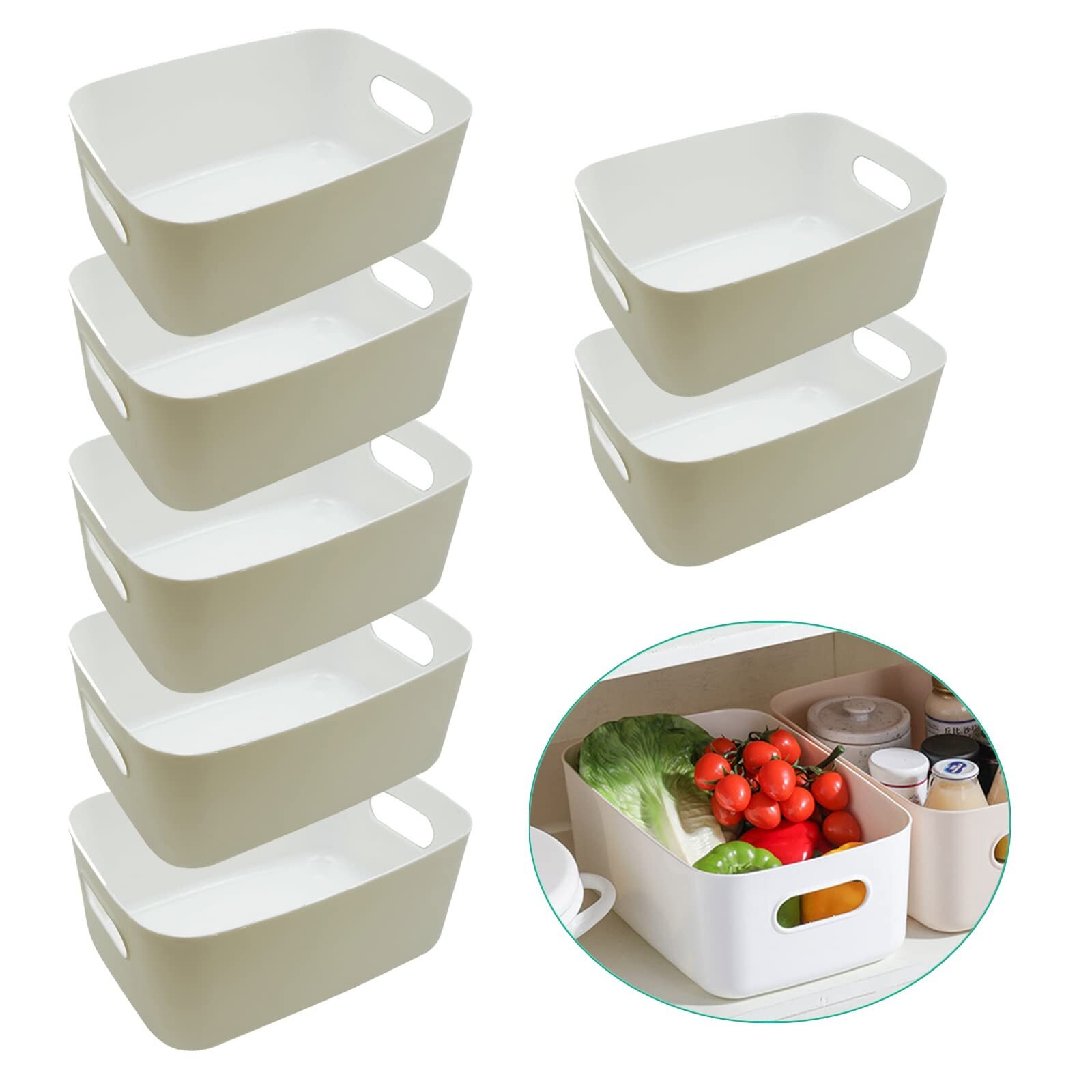 Set Of 7 Plastic Storage Bins for Toy Kitchen Under Bathroom Sink Versatile H...
