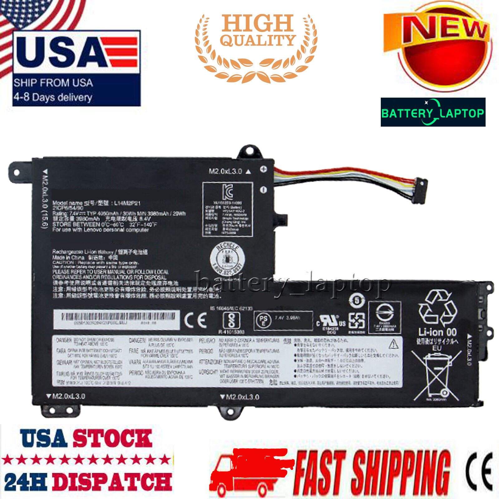 L14L2P21 L14M2P21 Laptop Battery for Lenovo IdeaPad 330S-15ARR 330S-15IKB 15AST
