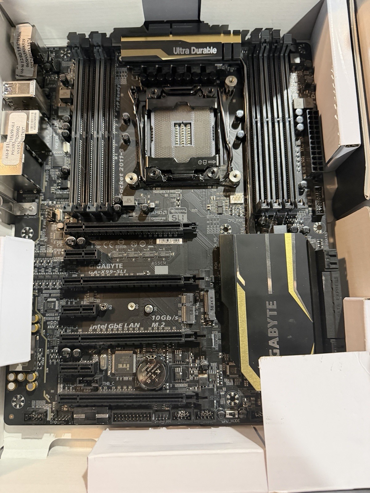 Gigabyte GA-X99-SLI Motherboard LGA2011-3 FOR PARTS + Working Xeon E5-2697v3 CPU