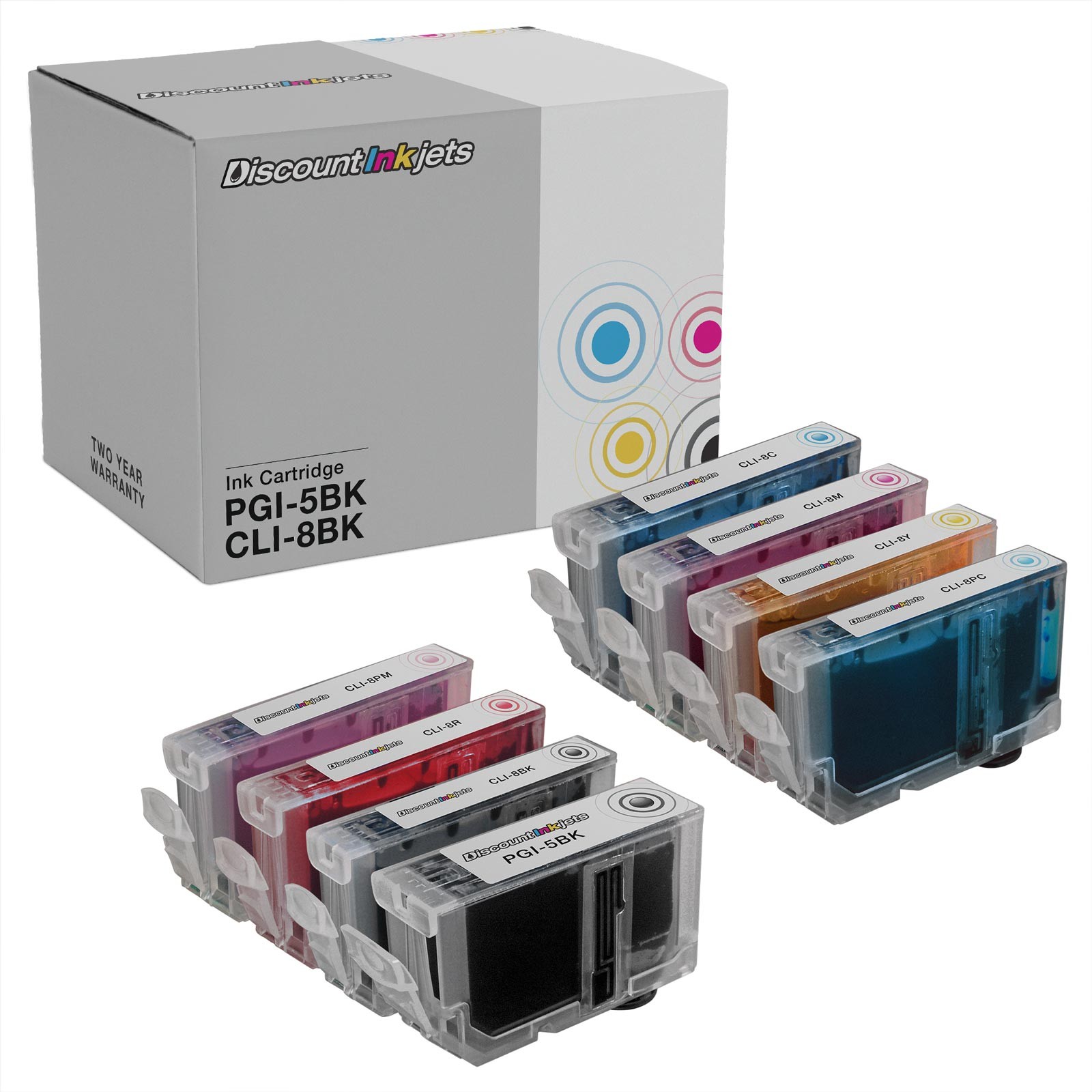 8PK CLI8 for Canon CLI-8 B/C/M/Y/PC/PM/R/G Ink Cartridges W/ CHIP PIXMA Pro 9000