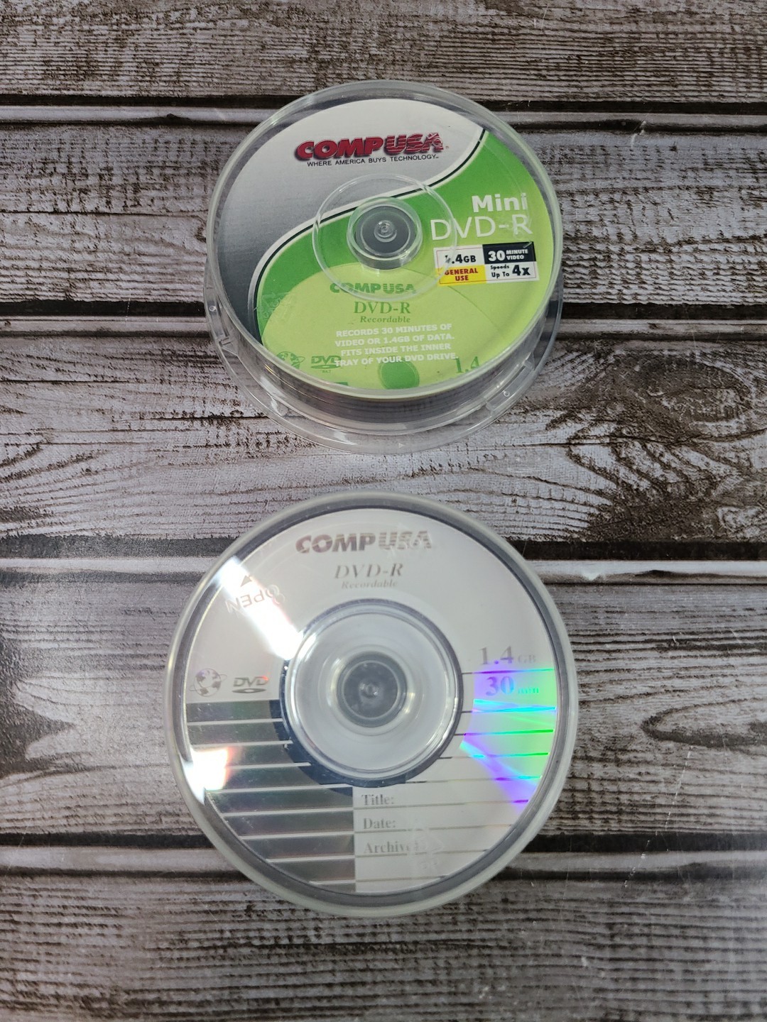 Comp USA DVD-R 18 Pack - 30 Minute Recordable Camcorder Discs 1-4x 1.4GB - Open