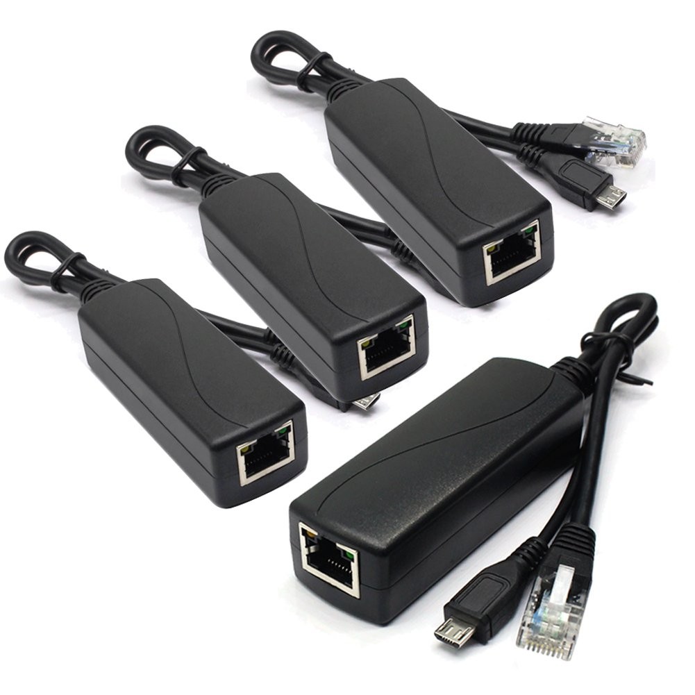 4 Pack Active 5V 2.4A PoE Splitter Micro USB 48V To 5V 802.3af Compliant