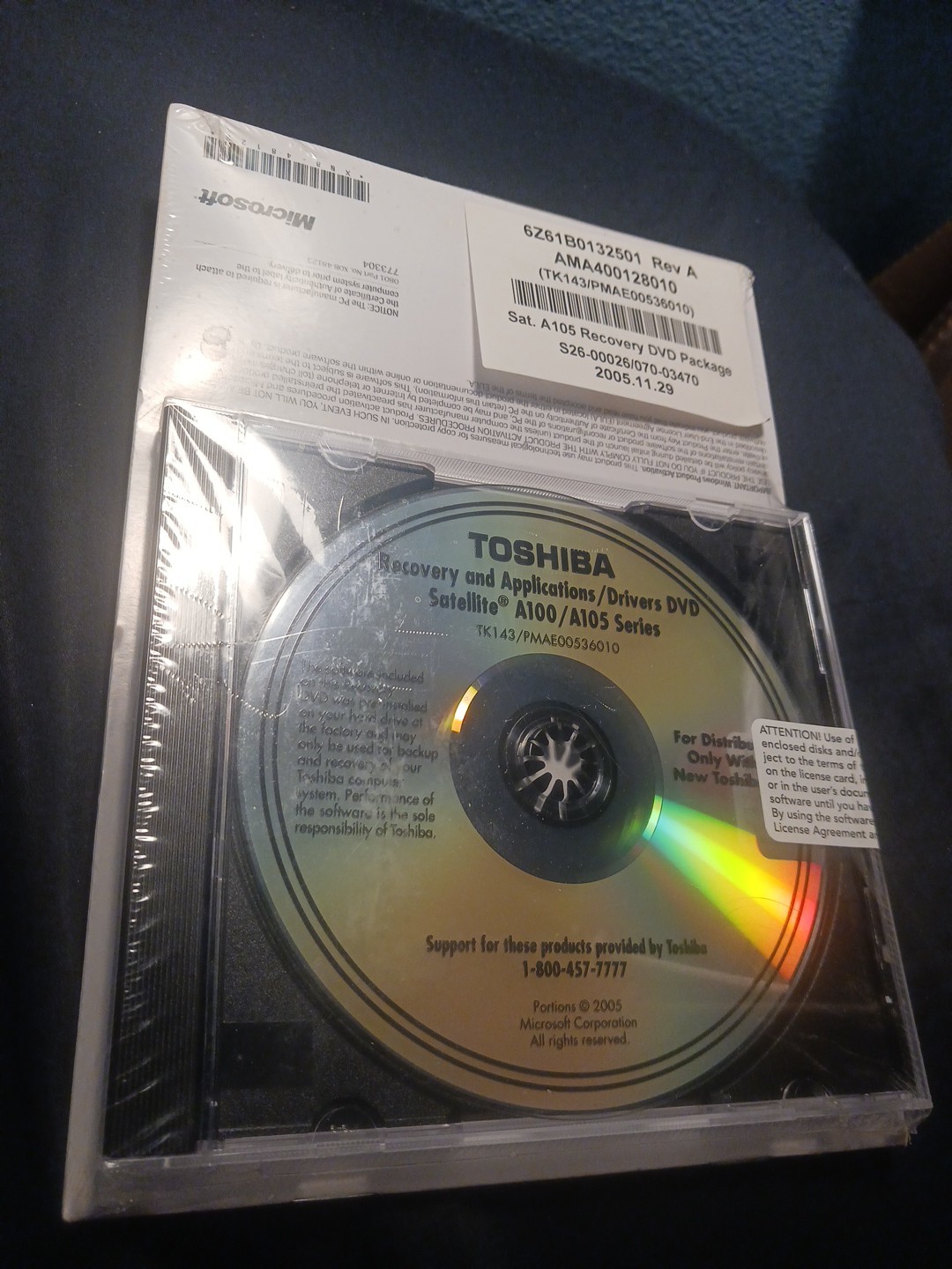 Toshiba Recovery  Drivers Dvd Satellite A100/a105 Series Package