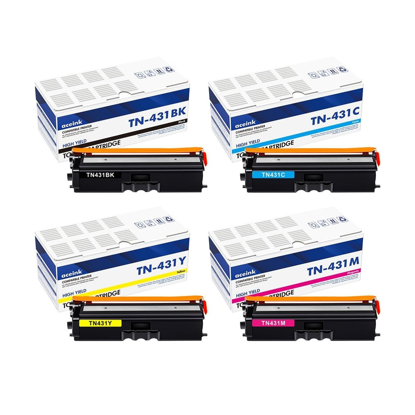 TN431 TN-431 Toner Cartridges 4-Packs: TN433 Standard Yield TN 431 Toner Repl...
