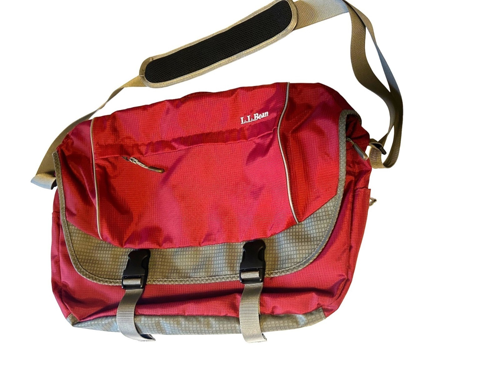 LL Bean Red Shoulder Strap Laptop Computer Messenger 5-Pocket Carry on Bag 18"
