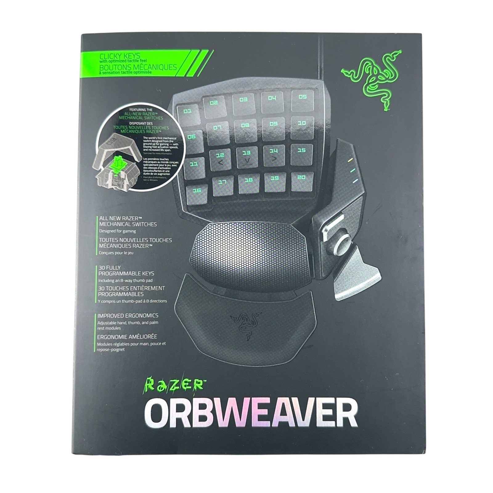 Razer Orbweaver  RZ07-0074 Mechanical Gaming Keypad Green LEDs