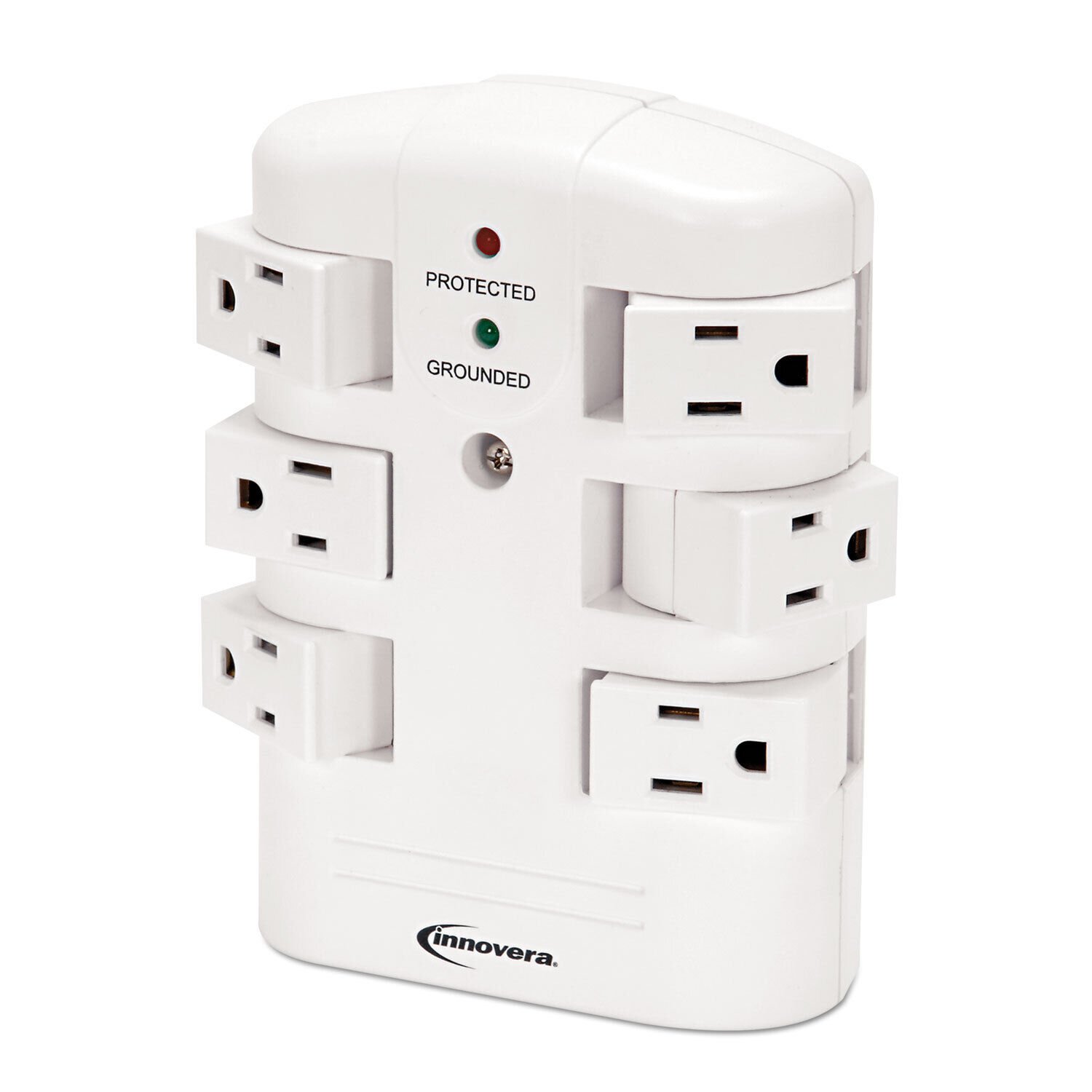 Innovera Wall Mount Surge Protector 6 AC Outlets 2160 J White IVR71651
