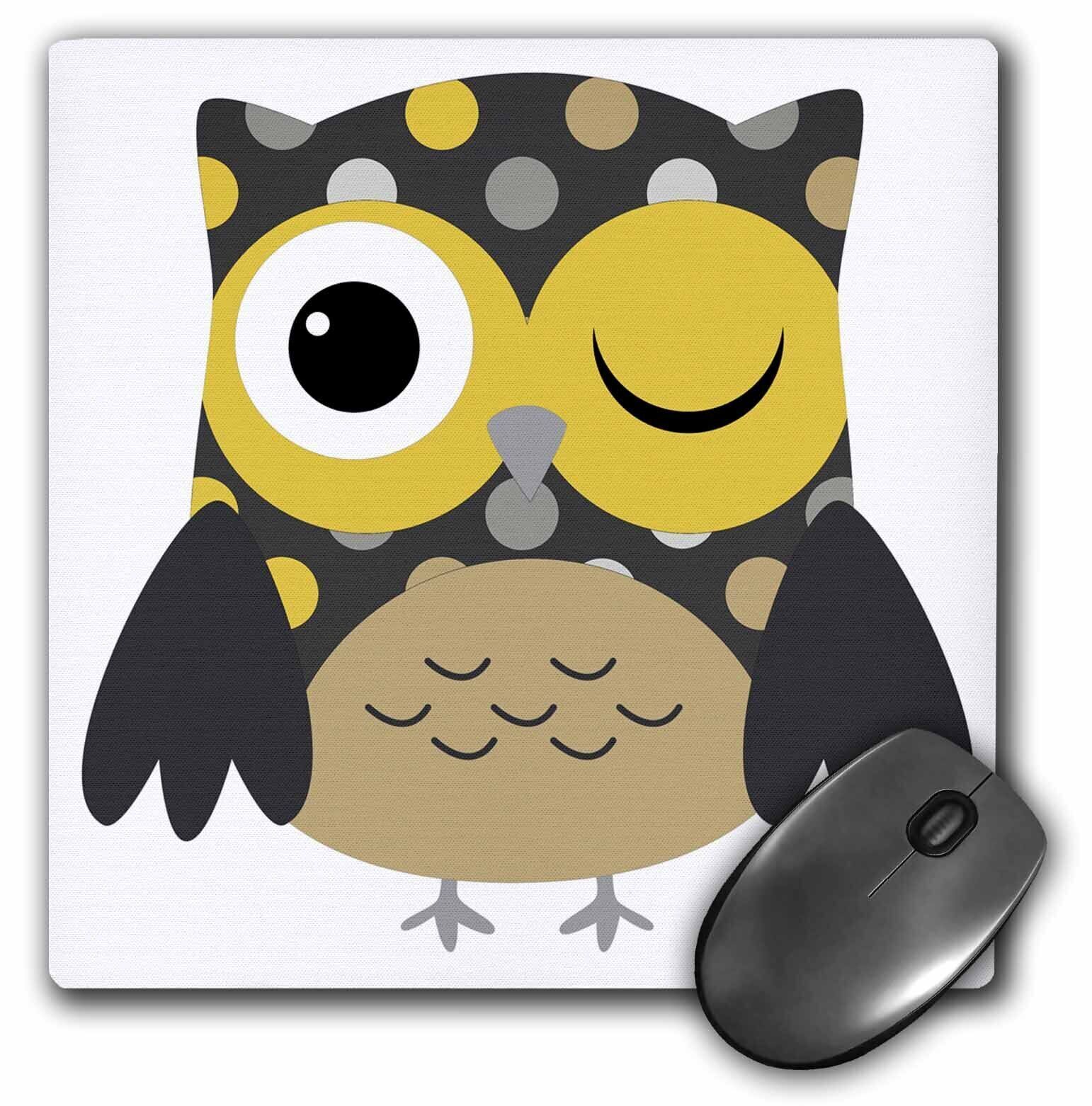 3dRose Cute Yellow Polka Dot Owl MousePad