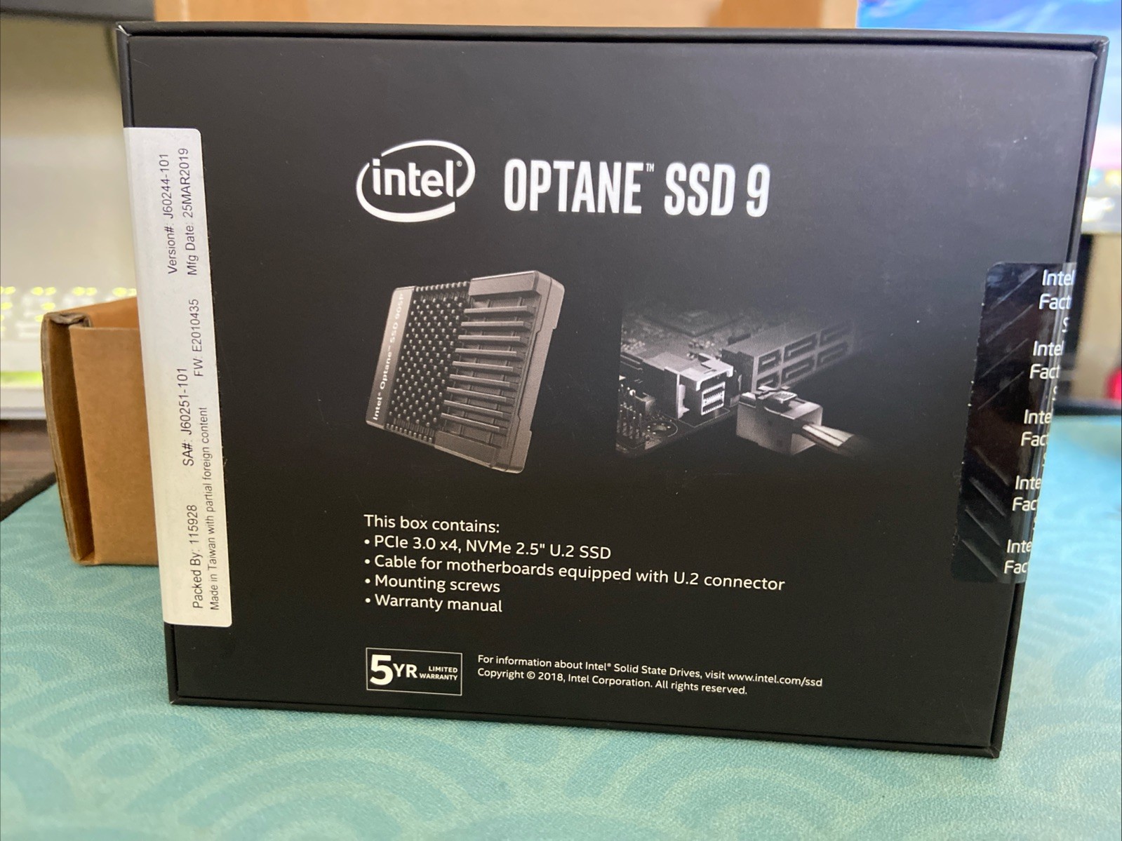 Factory Sealed Intel Optane SSD 9 905P 960GB SSDPE21D960GAX1