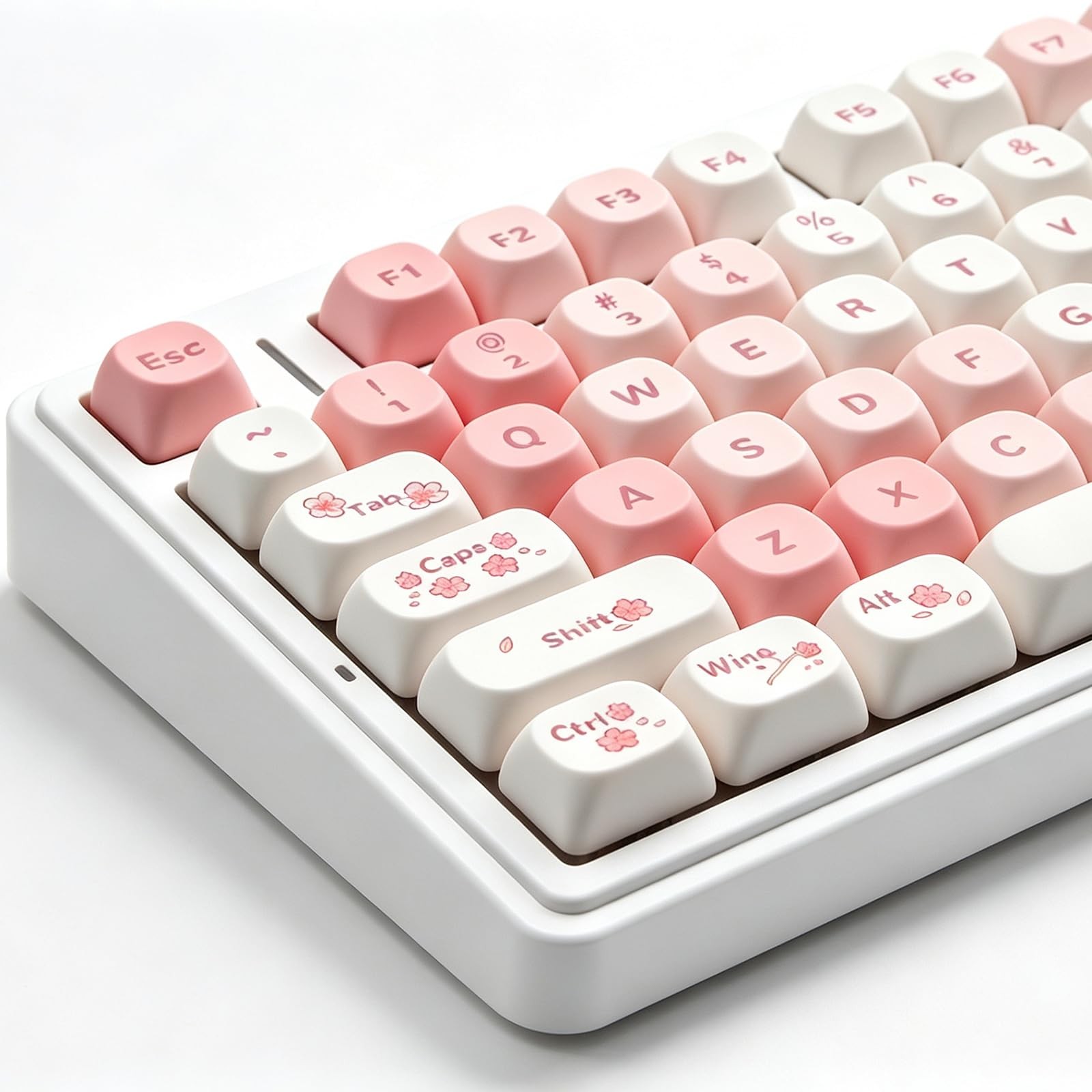 134 Keys Cute Sakura Pink MOA PBT Round Keycaps Cherry Gateron MX Switches