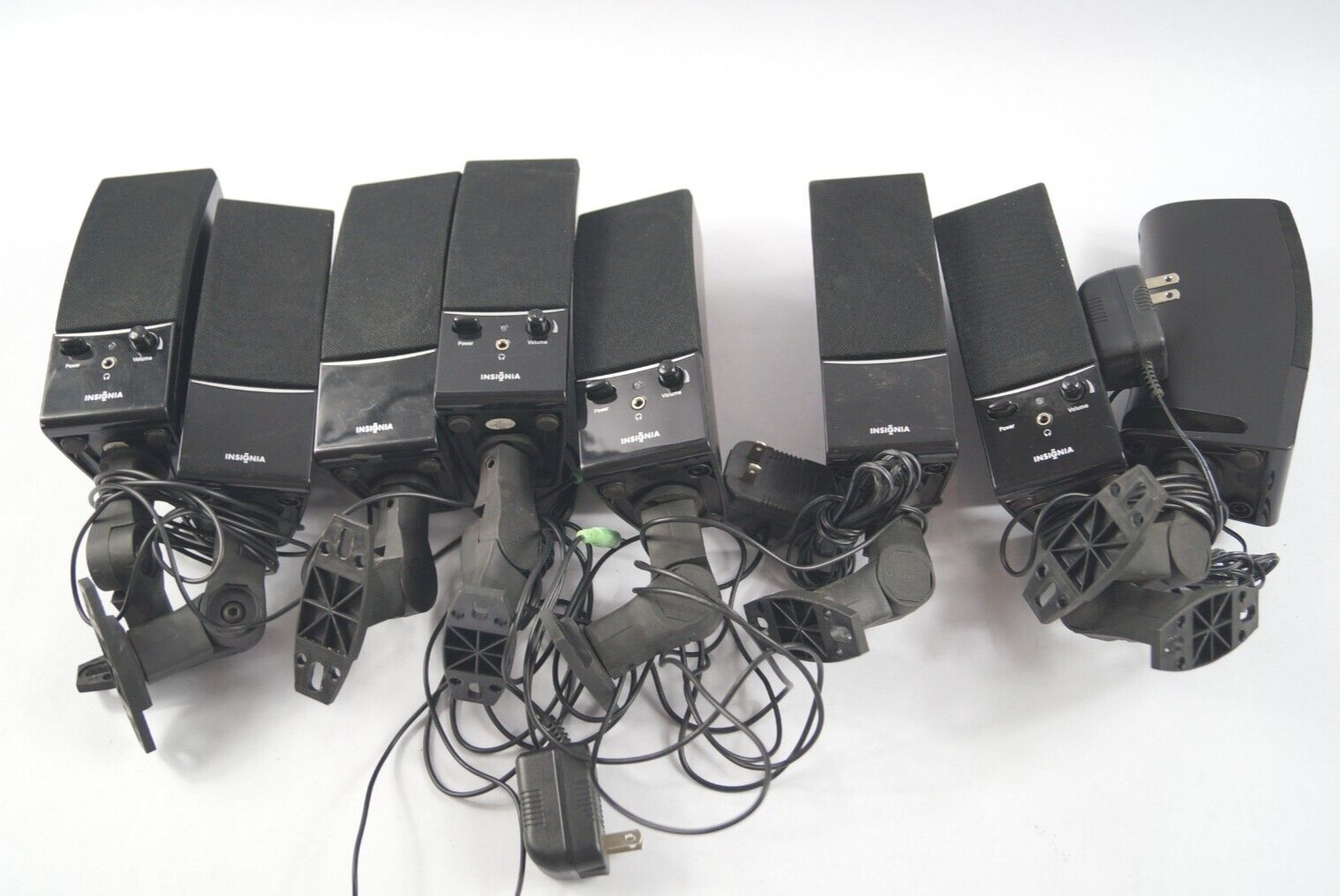 LOT (4 Pair) 8 Insignia NS-PCS20 Stereo Computer Speakers Black WORKING C331