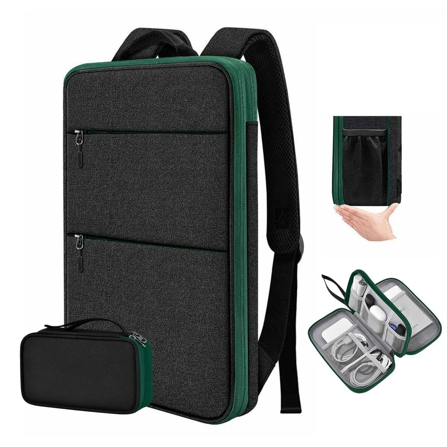 Slim Expandable Laptop Backpack with Small Case for 15-16 inch Notebooks,Wate...