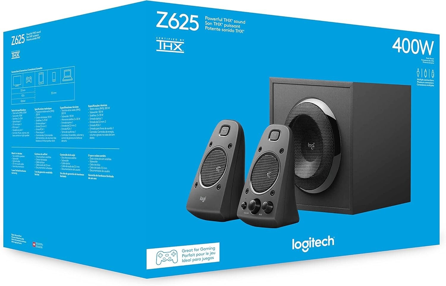 Logitech Z625 Speaker 400W Z625 Powerful THX Sound System 2.1 with Optical Input