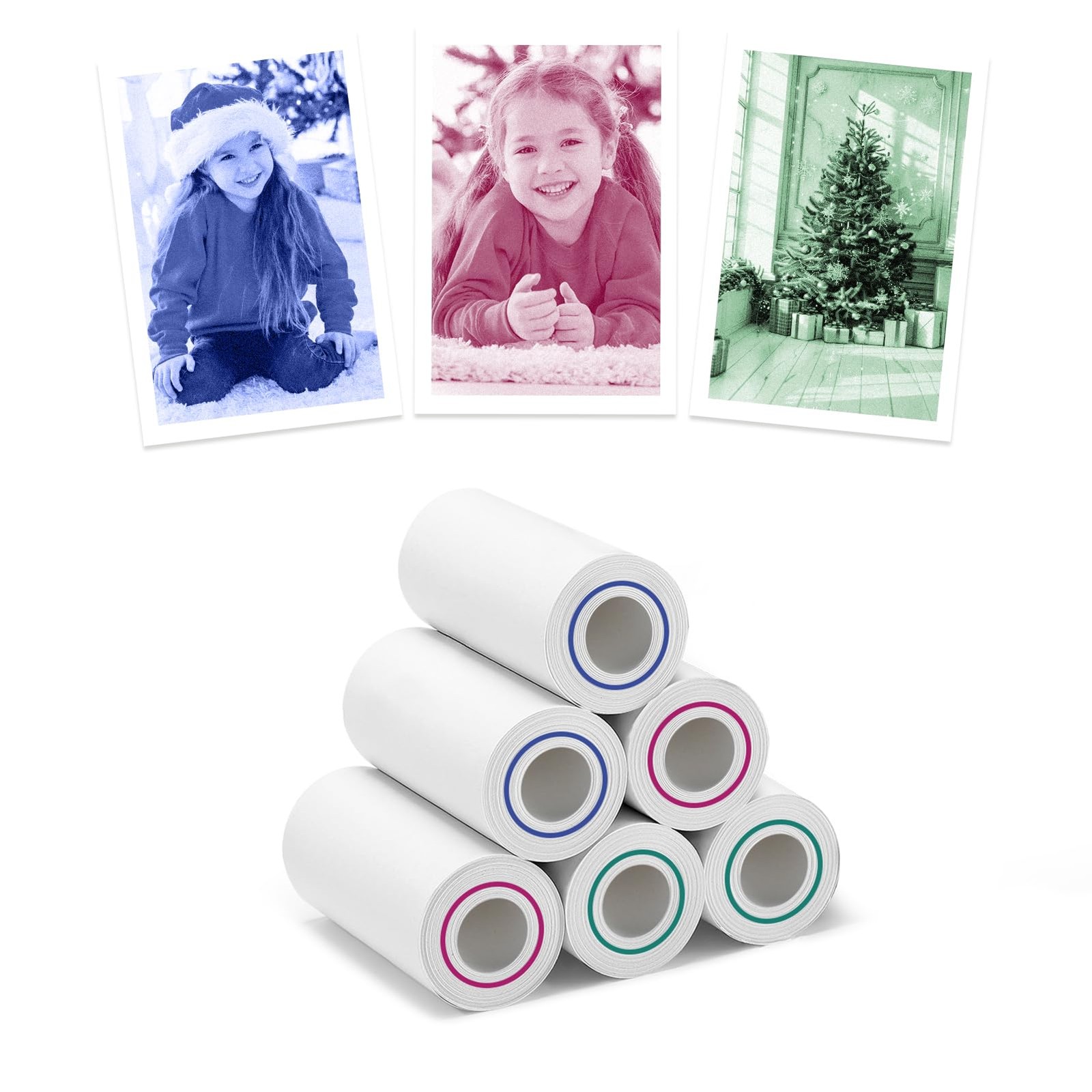 3-Color Kids Camera Paper Roll Refill - Compatible with Most Instant Print Ca...