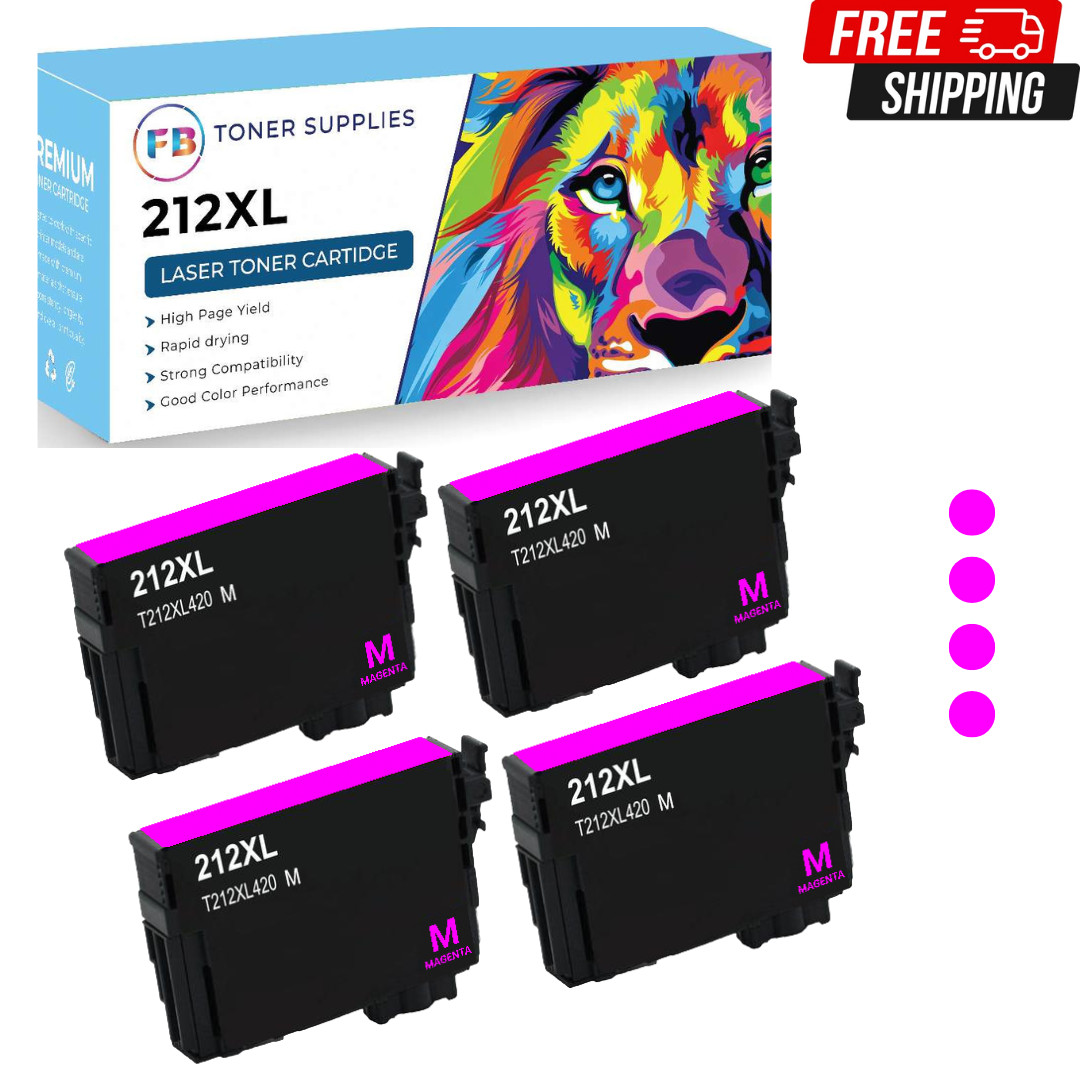 4x Magenta T212 Ink Cartridges for Epson Workforce WF-2830 WF-2850 XP-4100 XP-41