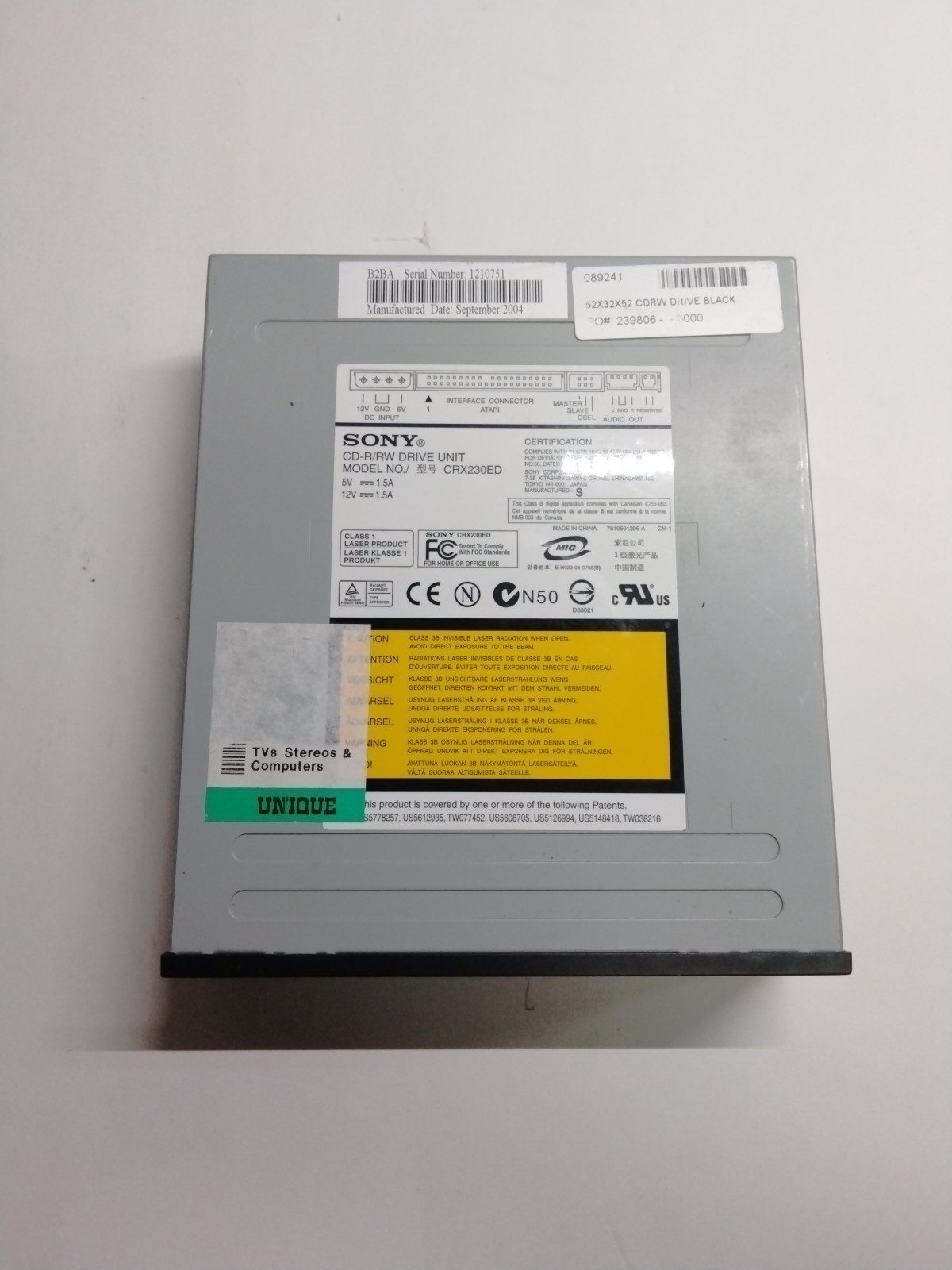 Sony CRX230ED CD-R/RW Drive Unit - Black Bezel