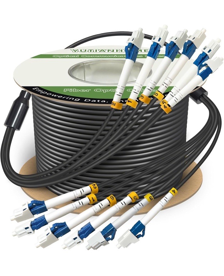 200 Meters (656 Ft.) 6 Core Industri TPU LC to LC Armored Fiber Optic Cable, OS2