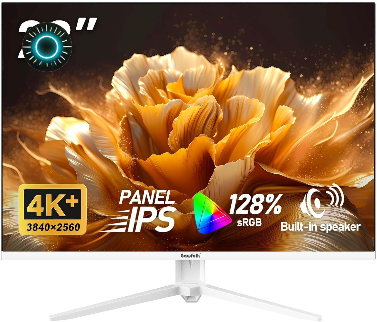 Computer Monitor 28 inch 4K UHD 3840x2560 IPS White DisplayPort HDMI Gawfolk NEW