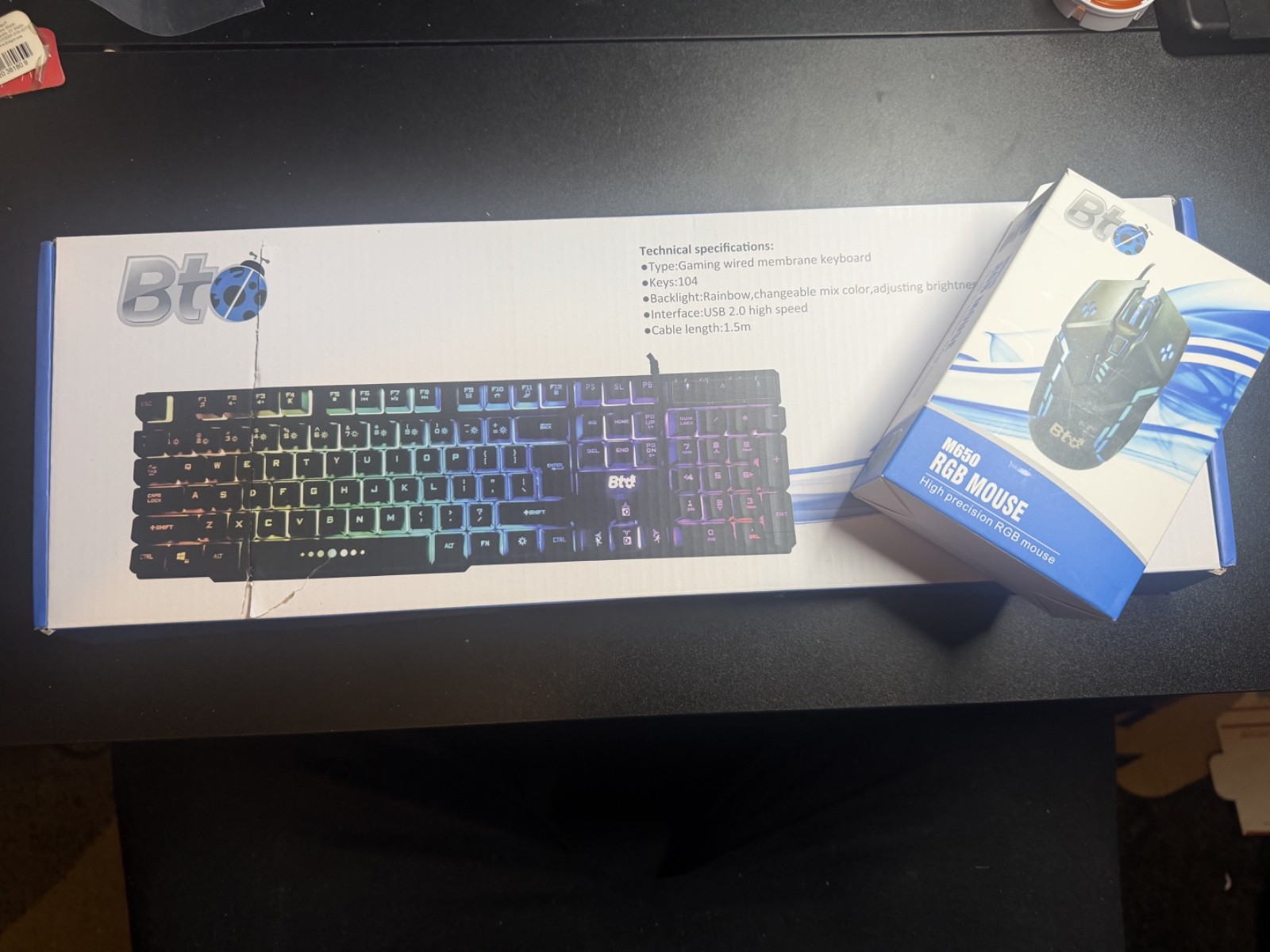 BTO Wired USB Gaming Keyboard Illuminated Multicolor keyboard & mouse