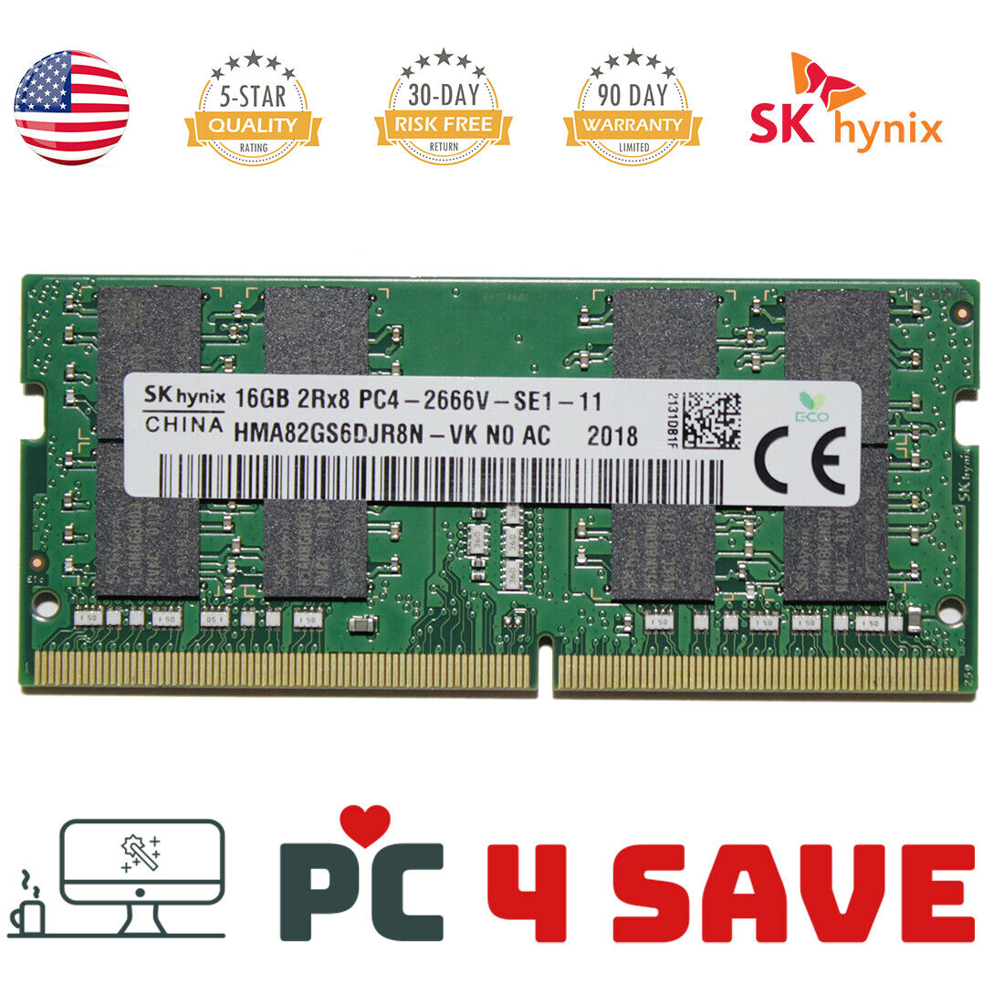 SK Hynix 16GB x 1 DDR4 2666 MHz 2RX8 PC4-2666V 260 P 1.2V SO-DIMM Laptop Memory