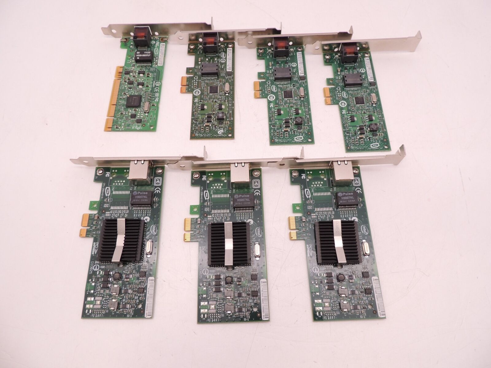 Lot of 7 Intel Mixed Gigabit Single Port RJ-45 Ethernet Card EXPI930 398754-001
