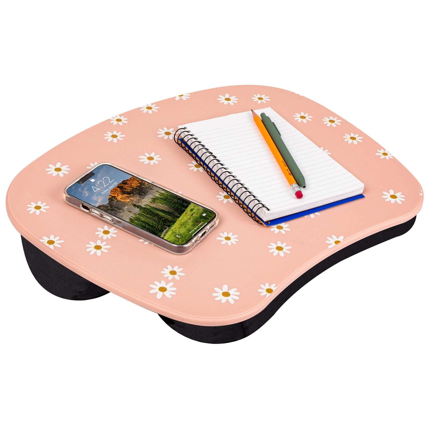 MyStyle Portable Lap Desk Cushion Pink Daisy Fits Up To 15.6 Inch Laptop