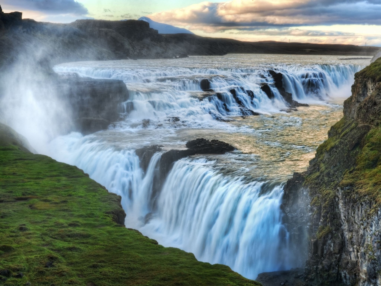 Landscape waterfall river gullfoss falls iceland nordic Custom Gaming Mat Desk