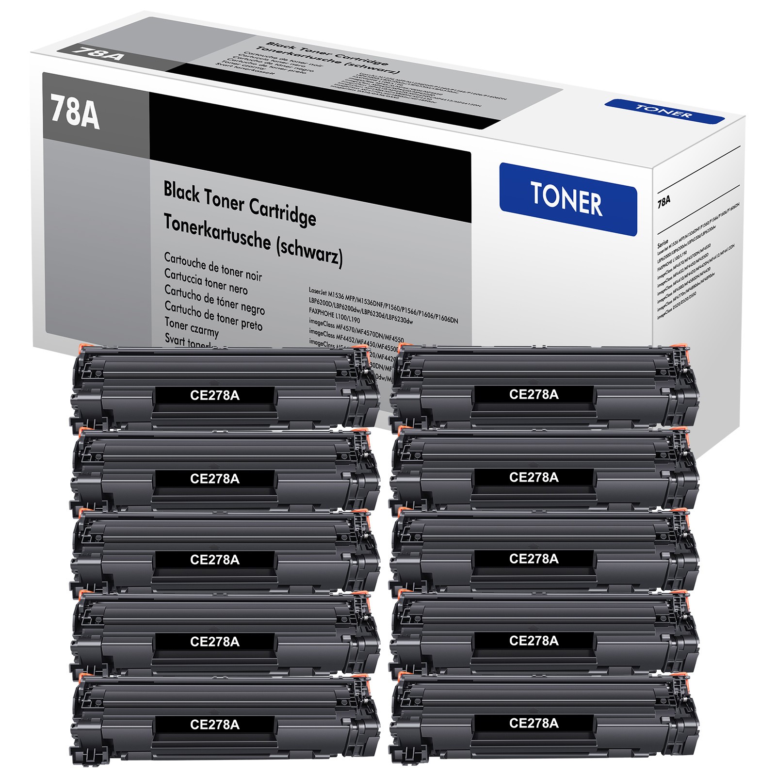 10x CE278A Toner Cartridge For HP LaserJet 78A P1566 P1600 P1606dn M1536dnf MFP